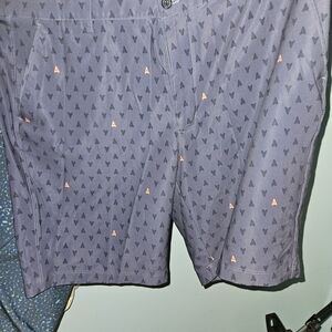 adidas Grayish/Blue Athletic Shorts with Orange Accents